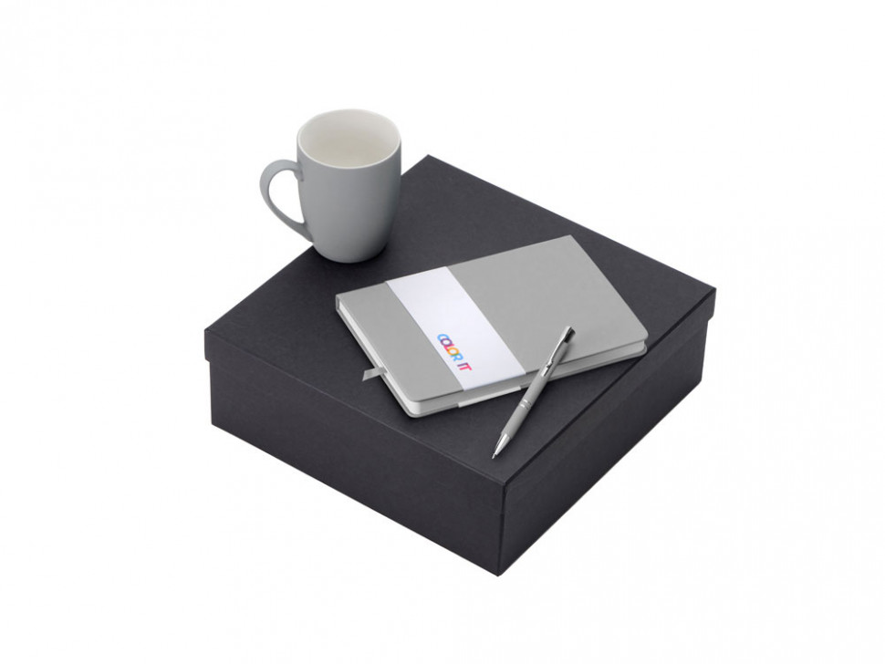 Подарочный набор с блокнотом С2, металлической ручкой и кружкой, серый