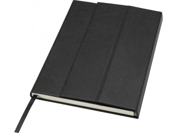 Блокнот Alejandra формата А5 с твердой обложкой из переработанной кожи - сплошной черный