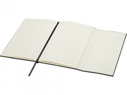 Блокнот Alejandra формата А5 с твердой обложкой из переработанной кожи - сплошной черный