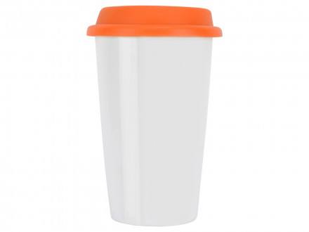Кружка с силиконовой крышкой Нью-Йорк 300мл, оранжевый