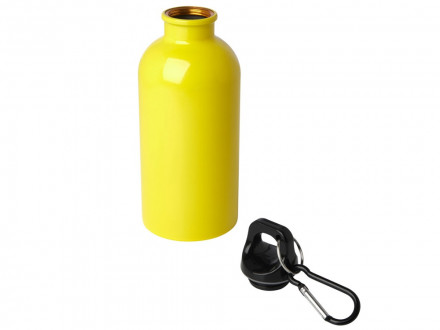 Одностенная бутылка для воды с карабином Oregon, изготовленная из нержавеющей стали, сертифицированной по стандарту RCS, объемом 400 мл - Желтый