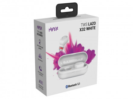 Наушники HIPER TWS Lazo X32 White (HTW-LX32) Bluetooth 5.1 гарнитура, Белый (Р)