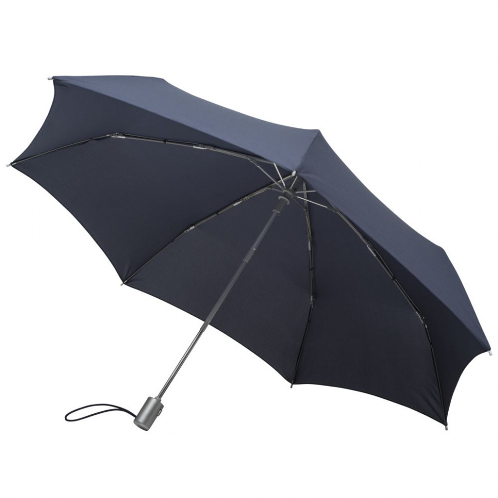 Складной зонт Alu Drop, 3 сложения, 7 спиц, автомат, темно-синий