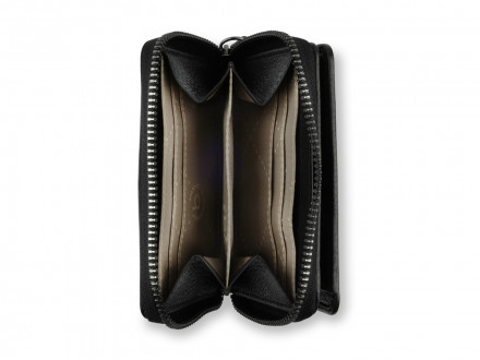 Кошелёк женский BUGATTI Elsa, с защитой данных RFID, чёрный, воловья кожа/полиэстер, 11х2,5х9 см