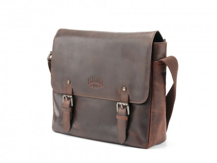 Сумка через плечо KLONDIKE DIGGER Joe, натуральная кожа в темно-коричневом цвете, 28 x 32 x 8 см