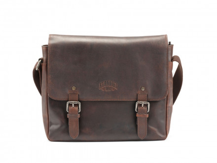 Сумка через плечо KLONDIKE DIGGER Joe, натуральная кожа в темно-коричневом цвете, 28 x 32 x 8 см