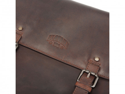 Сумка через плечо KLONDIKE DIGGER Joe, натуральная кожа в темно-коричневом цвете, 28 x 32 x 8 см