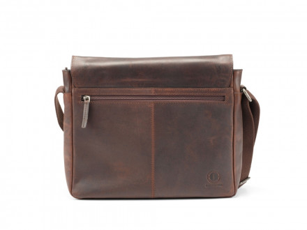 Сумка через плечо KLONDIKE DIGGER Joe, натуральная кожа в темно-коричневом цвете, 28 x 32 x 8 см