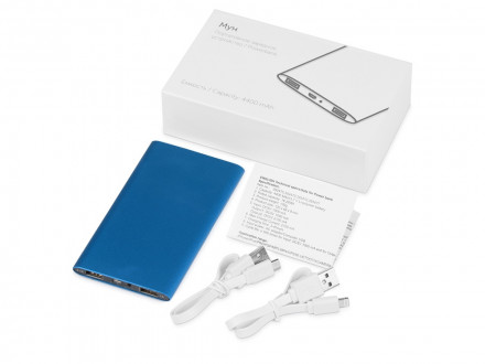 Портативное зарядное устройство Мун с 2-мя USB-портами, 4400 mAh, синий