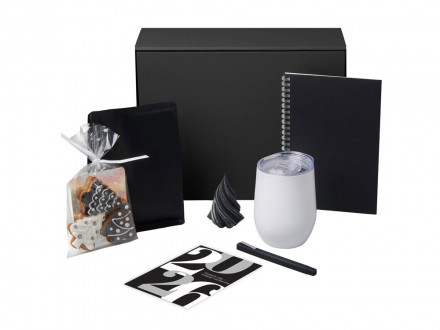 Подарочный набор c термокружкой, блокнотом, ручкой и свечкой, белый