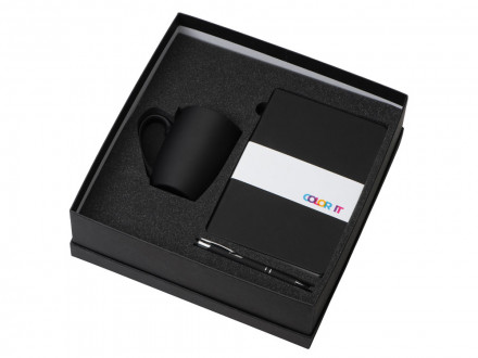 Подарочный набор с блокнотом С3, металлической ручкой и кружкой, черный