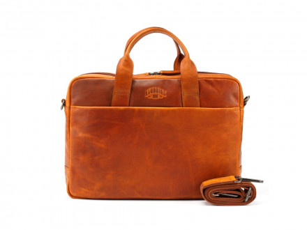 Сумка KLONDIKE DIGGER Mavis, натуральная кожа цвета коньяк, 32 x 40 x 8 см