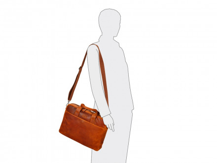 Сумка KLONDIKE DIGGER Mavis, натуральная кожа цвета коньяк, 32 x 40 x 8 см