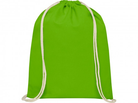 Рюкзак со шнурком Oregon хлопка плотностью 140 г/м2, лайм