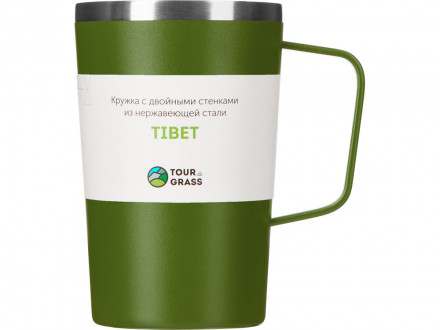 Стальная кружка с двойными стенками и порошковым покрытием Tibet, хаки