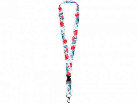 Ланъярд 2 см под сублимацию с карабином и межуровневым замком, черный