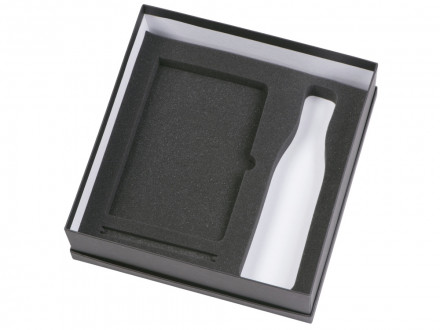 Подарочный набор c блокнотом C1, ручкой и термобутылкой, темно-синий