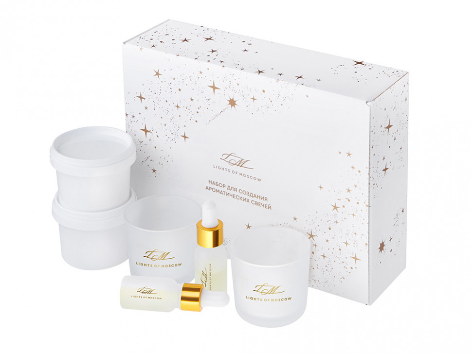 Набор для создания 2-х ароматических свечей: амбра и табак/маракуйя, сандал и пачули