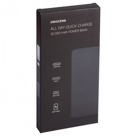 Аккумулятор Uniscend All Day Quick Charge PD 20000 мAч, черный
