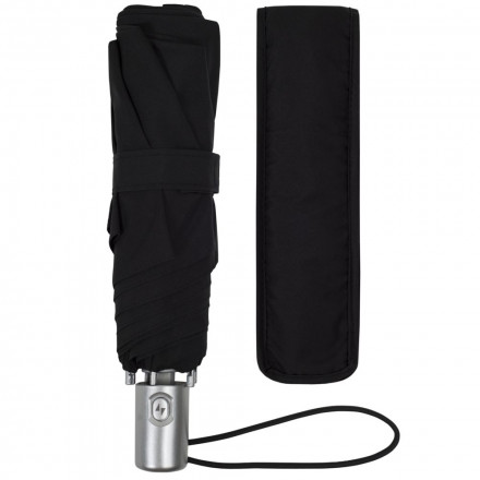 Складной зонт Alu Drop, 3 сложения, 7 спиц, автомат, черный