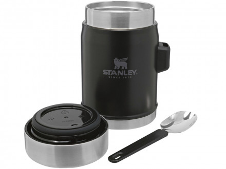 Банка для еды объемом 400 мл с ложкой-вилкой Stanley Legendary - черный матовый