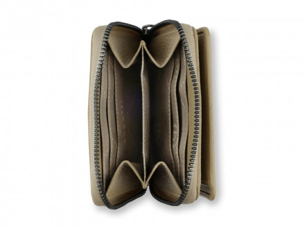 Кошелёк женский BUGATTI Elsa, с защитой RFID, песочного цвета, воловья кожа/полиэстер, 11х2,5х9 см