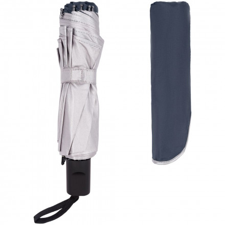 Зонт складной Silvermist, темно-синий с серебристым