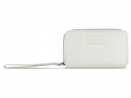 Кошелёк женский BUGATTI Elsa, с защитой данных RFID, белый, воловья кожа/полиэстер, 15,5х3х9,5 см