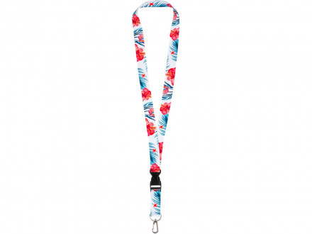 Ланъярд 2 см под сублимацию с карабином и межуровневым замком, серебристый