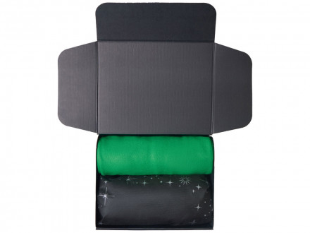 Подарочный набор с пледом, свечой и диффузором, зеленый