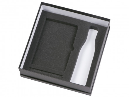 Подарочный набор c блокнотом C2, ручкой и термобутылкой, темно-синий