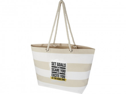 Florida пляжная эко-сумка из переработанного материала, сертифицированного по стандарту GRS, плотностью 270 г/м² 18L - Натуральный / Белый