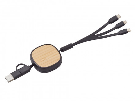 Универсальный кабель с ретрактором 3-в-1 Retrax, черный