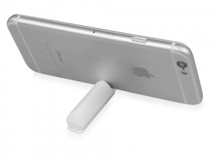 Ручка пластиковая шариковая трехгранная Nook с подставкой для телефона в колпачке, белый