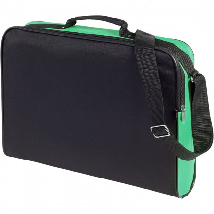 Сумка для документов Unit Metier, черная с зеленой отделкой