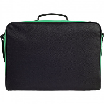 Сумка для документов Unit Metier, черная с зеленой отделкой
