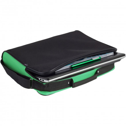 Сумка для документов Unit Metier, черная с зеленой отделкой