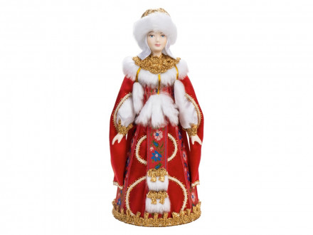 Подарочный набор: кукла фарфоровая, плед флисовый, красный