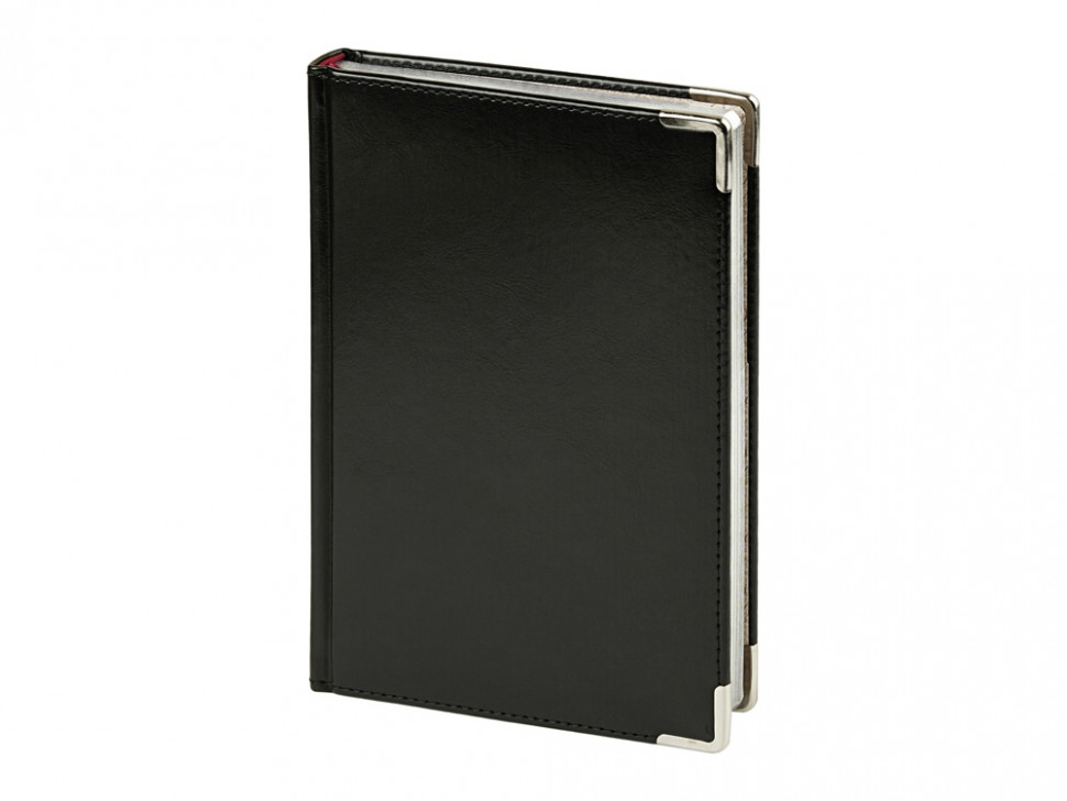 Ежедневник недатированный А5 Sidney Nebraska, черный (серебряный обрез, серебряные уголки)