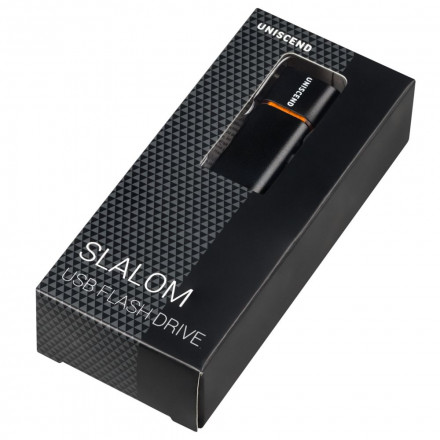 Флешка Uniscend Slalom, черная с оранжевым, USB 3.0, 16 Гб 1