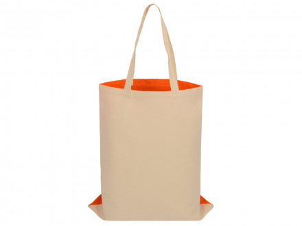 Сумка для шопинга Twin двухцветная из хлопка, 180 г/м2, оранжевый/натуральный