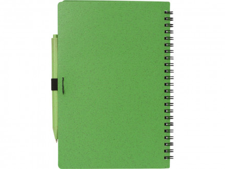 Блокнот А5 Toledo M, зеленый + ручка шариковая Pianta из пшеничной соломы, зеленый
