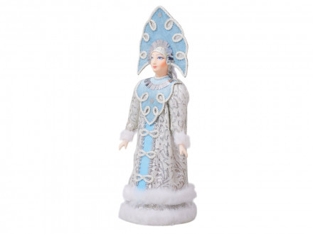 Подарочный набор: кукла фарфоровая, плед флисовый, голубой/синий