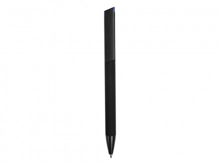 Ручка металлическая шариковая Taper Metal софт-тач с цветным зеркальным слоем, черный с синим