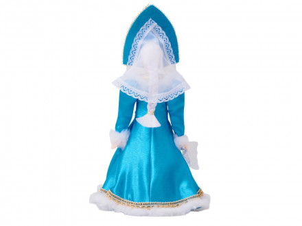 Подарочный набор: кукла фарфоровая, плед флисовый, синий/белый