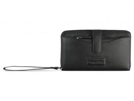 Кошелёк женский BUGATTI Elsa с ключницей, с RFID, чёрный, воловья кожа/полиэстер, 18,7х3х10,7 см