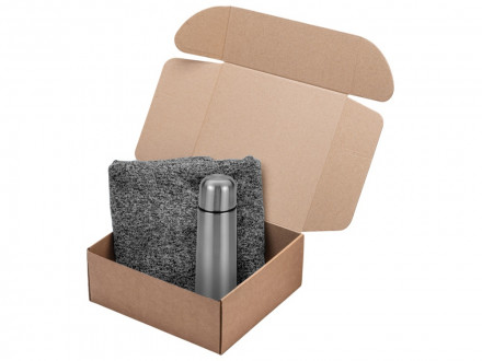 Подарочный набор Calmy с термосом и пледом, серый