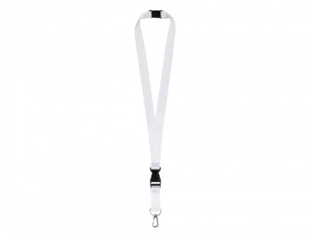 Ланъярд 2 см под сублимацию с карабином, межуровневым замком и замком обрыва, серебристый