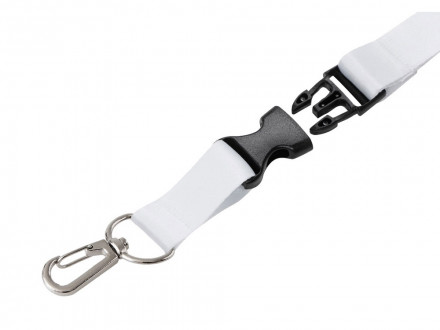Ланъярд 2 см под сублимацию с карабином, межуровневым замком и замком обрыва, серебристый