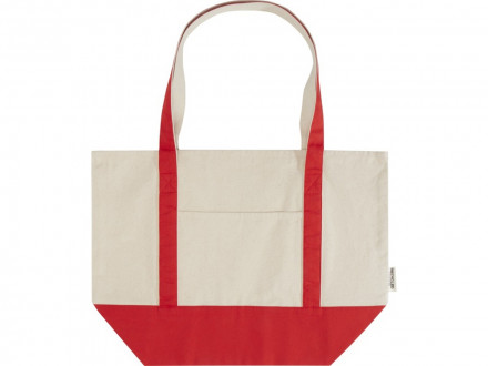 Sam эко- сумка из переработанного хлопка, сертифицированного согласно GRS, плотностью 320 г/м² - Красный / Натуральный